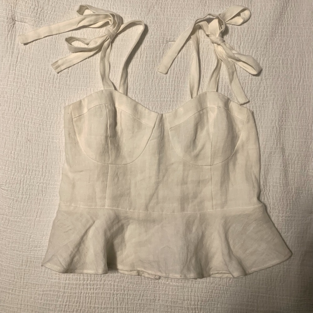 Shoulder tie crop/peplum tank